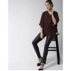 Women's Polyester Solid Cape Sleeve Top (Maroon)