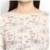 Women's Rayon Crepe Printed Ruffle Sleeve Top (Off White - Red)