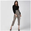 Dropship Women's Polyester Animal Print Elasticated Trousers (White - Yellow)