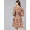 Dropship Women's Polyester Floral Long Sleeves Above Knee Dress (Rust)