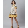 Dropship Women's Polyester Floral Flutter Above Knee Dress (Multicolor)