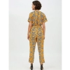 Dropship Women's Polyester Printed Half Sleeve Long Jumpsuit (Yellow)