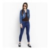 Women's Denim Pleated 3-4th Sleeves Shrug (Blue)