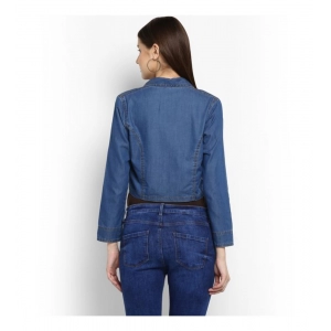 Generic Women's Denim Solid 3-4th Sleeves Shrug (Blue)