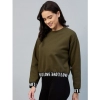 Women's Fleece Solid Long Sleeves Sweatshirt (Olive)