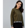 Women's Fleece Solid Long Sleeves Sweatshirt (Olive)