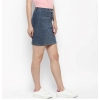 Dropship Women's Denim Front Pocket Buttoned Skirt (Blue)