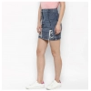 Dropship Women's Denim Tie Up Buttoned Skirt (Blue)