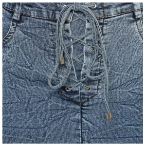 Generic Women's Denim Draw String Buttoned Skirt (Blue)