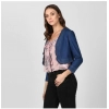 Women's Denim Ruffled Long Sleeves Shrug (Navy Blue) Women's Denim Ruffled Long Sleeves Shrug (Navy Blue)