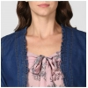 Women's Denim Ruffled Long Sleeves Shrug (Navy Blue) Women's Denim Ruffled Long Sleeves Shrug (Navy Blue)