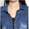 Women's Denim Pleated 3-4th Sleeves Shrug (Blue)
