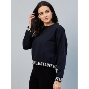 Generic Women's Fleece Solid Long Sleeves Sweatshirt (Navy)