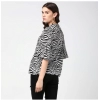 Women's Polyester Animal Print Bell Sleeve Top (Black - White)