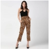 Dropship Women's Polyester Animal Print Elasticated Trousers (Orange - Black)