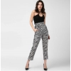 Dropship Women's Polyester Animal Print Elasticated Trousers (Black - White)