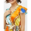 Dropship Women's Satin Chain Print Cap Sleeve Calf-length Dress (Multicolor)