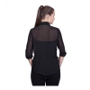 Women's Polyester Printed Roll Up Sleeve Standard Length Shirt (Black)
