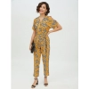 Dropship Women's Polyester Printed Half Sleeve Long Jumpsuit (Yellow)