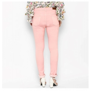 Generic Women's Denim Solid Buttoned Jeans (Pink)