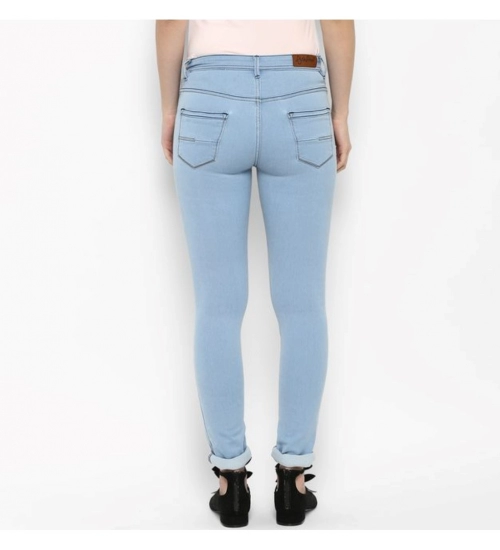 Women's Denim Distressed Buttoned Jeans (Blue)