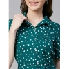 Dropship Women's Polyester Polka Short Sleeve Above Knee Dress (Blue - White)