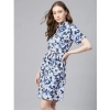 Dropship Women's Polyester Floral Short Sleeve Above Knee Dress (Blue - White)