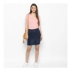 Dropship Women's Denim Stitching Pattern Buttoned Skirt (Blue)