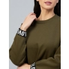 Women's Fleece Solid Long Sleeves Sweatshirt (Olive)