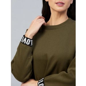 Generic Women's Fleece Solid Long Sleeves Sweatshirt (Olive)