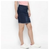 Dropship Women's Denim Stitching Pattern Buttoned Skirt (Blue)