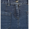 Dropship Women's Denim Front Pocket Buttoned Skirt (Blue)