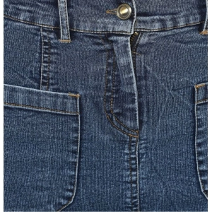 Generic Women's Denim Front Pocket Buttoned Skirt (Blue)