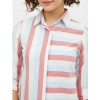 Women's Cotton Striped Long Sleeves Standard Length Shirt (Pink)