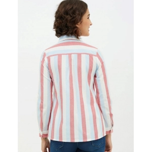 Generic Women's Cotton Striped Long Sleeves Standard Length Shirt (Pink)