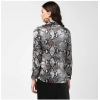 Women's Satin Animal Print Long Sleeves Standard Length Shirt (Black - Grey)