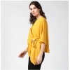 Women's Polyester Solid Cape Sleeve Top (Yellow)