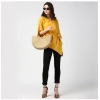 Women's Polyester Solid Cape Sleeve Top (Yellow)