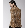 Women's Polyester Printed Bell Sleeve Top (Orange - Black) Women's Polyester Printed Bell Sleeve Top (Orange - Black)