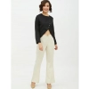 Women's Polyester Asymmetrical Long Sleeves Top (Black)