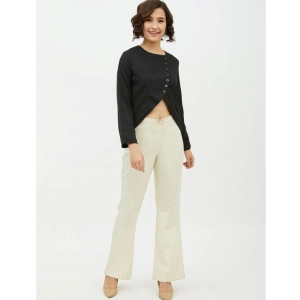 Generic Women's Polyester Asymmetrical Long Sleeves Top (Black)