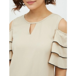Generic Women's Polyester Tiered Cold Shoulder Top (Beige)