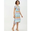 Dropship Women's Satin Striped Short Sleeve Knee-Length Dress (Multicolor)