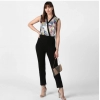 Dropship Women's Polyester Embellished Sleeveless Jumpsuit (Black)