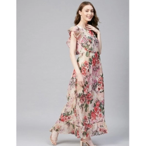 Generic Women's Chiffon Polka Short Sleeve Full Length Dress (Multicolor)