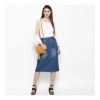 Dropship Women's Denim Washed Buttoned Skirt (Blue)
