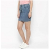 Dropship Women's Denim Draw String Buttoned Skirt (Blue)