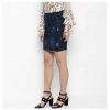 Dropship Women's Denim Distressed Buttoned Skirt (Blue)