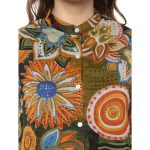 Generic Women's Polyester Floral Balloon Sleeve Top (Mustard - Olive)