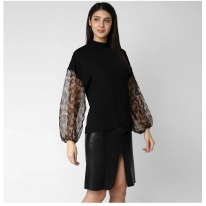 Generic Women's Polyester Animal Print Long Sleeves Top (Black)